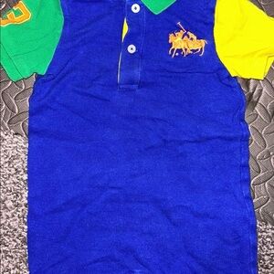 Ralph Lauren Blue, Green, and Yellow Kids Polo romper
